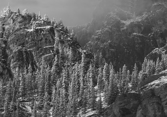 Bow Valley Provincial Park in Alberta is touched with snow