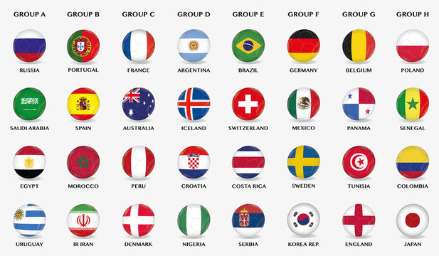 Fußball Icons mit National-Flaggen Design 