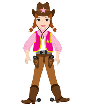 Vector Young Beautiful Cowgirl
