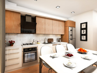 3D Render of kitchen