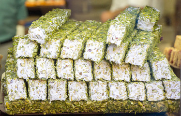 Traditional turkish delight in view