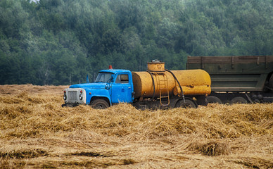 combine harvest in the field