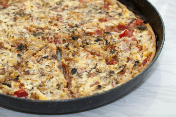 photo of hot cooked pizza on a plate