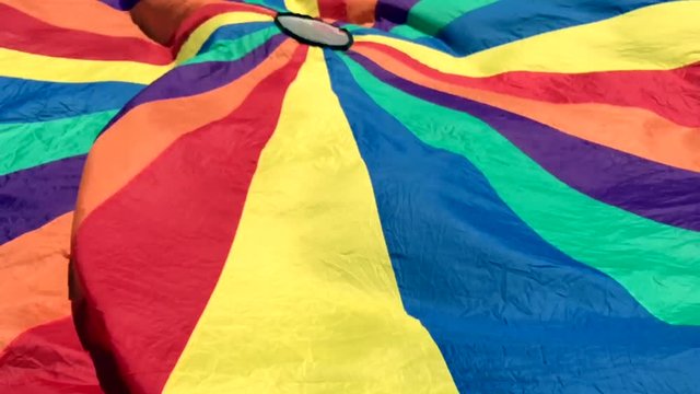  Colorful and bright parachute moving in slow motion