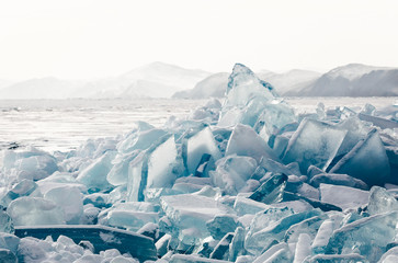 Cristal clear ice of Baikal lake. Siberia. © Vyacheslav