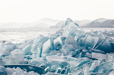 Gordijnen Cristal clear ice of Baikal lake. Siberia. © Vyacheslav