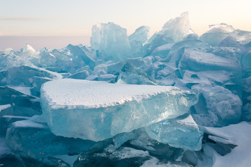 Cristal clear ice of Baikal lake. Siberia.