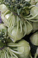 Kohlrabi exposed in grocery shelf