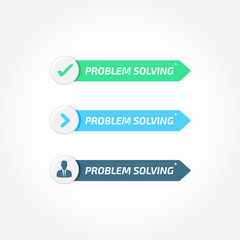 Obraz premium Problem Solving Banners Buttons Icons Set