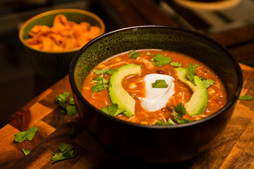 Chicken Enchilada Soup with Avocado