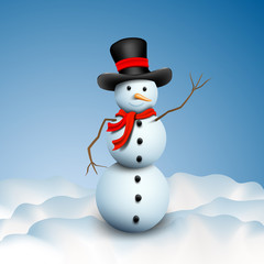 Winter snowman lanscape