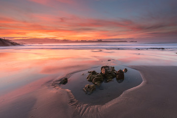spectacular sunset on the coast of Galicia