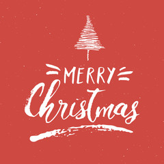 Obraz na płótnie Canvas Merry Christmas Calligraphic Lettering. Typographic Greetings Design. Calligraphy Lettering for Holiday Greeting. Hand Drawn Lettering Text Vector illustration