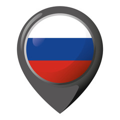 Fototapeta premium Icon representing location pin with the flag of Russia. Ideal for catalogs of institutional materials and geography