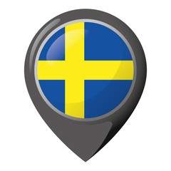 Icon representing location pin with the flag of Sweden. Ideal for catalogs of institutional materials and geography