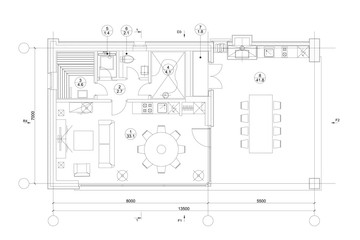 Standard furniture symbols used in architecture - obrazy, fototapety, plakaty