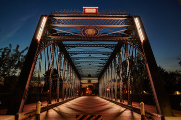 Fort Wayne Bridge Lights Wells Street Bridge - obrazy, fototapety, plakaty