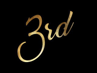 Golden glitter isolated hand writing word third