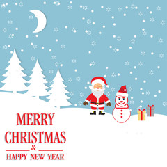 Merry Christmas and Happy New Year. Illustration of Santa Claus.
