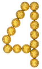 Numeral 4, four, from decorative balls, isolated on white background