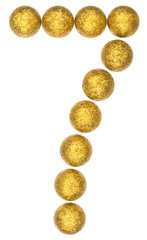 Numeral 7, seven, from decorative balls, isolated on white background