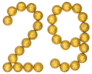 Numeral 29, twenty nine, from decorative balls, isolated on white background
