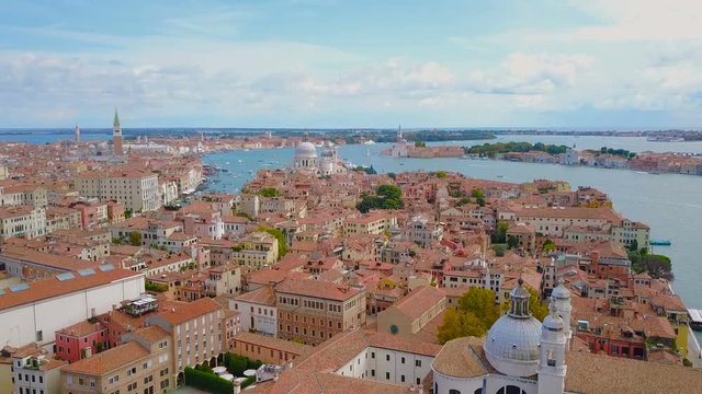 aerial footage of city centre of Venice, Italy