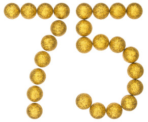 Numeral 75, seventy five, from decorative balls, isolated on white background