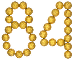 Numeral 84, eighty four, from decorative balls, isolated on white background