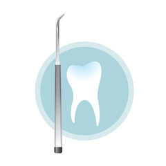 dental practice tool with tooth on blue circle