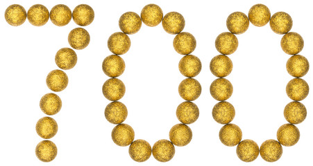 Numeral 700, seven hundred, from decorative balls, isolated on white background