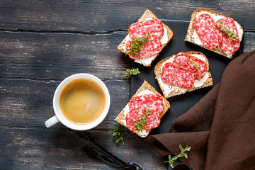 Cheese and salami sandwiches