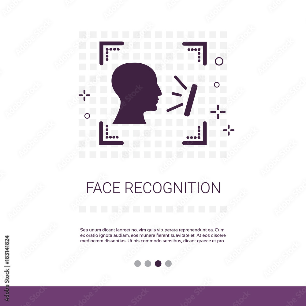 Poster face recognition system banner with copy space vector illustration