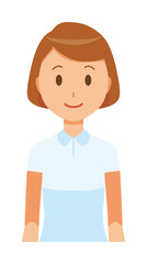 A female nurse wearing a white uniform is standing