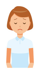 Female nurse wearing a white uniform apologizes