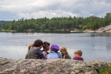 Kids playing during a family camping trip