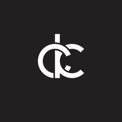 Initial lowercase letter ck, overlapping circle interlock logo, white color on black background