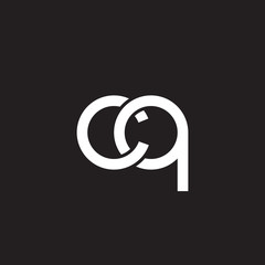 Initial lowercase letter cq, overlapping circle interlock logo, white color on black background