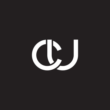 Initial lowercase letter cu, overlapping circle interlock logo, white color on black background