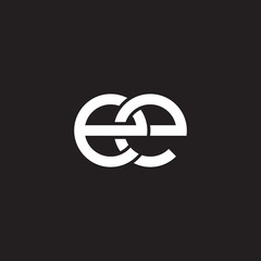 Initial lowercase letter ee, overlapping circle interlock logo, white color on black background