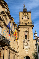 Clock tower and town hall building in aix en provence france photo