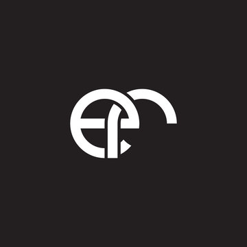 Initial lowercase letter er, overlapping circle interlock logo, white color on black background