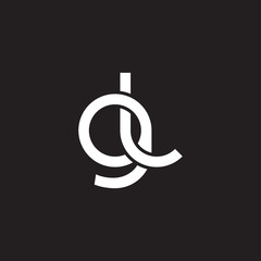 Initial lowercase letter gl, overlapping circle interlock logo, white color on black background