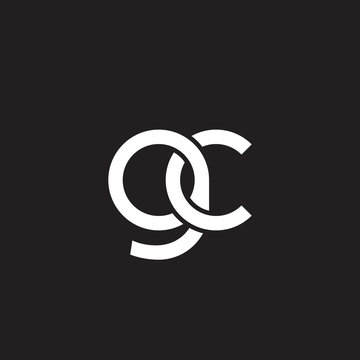 Initial lowercase letter gc, overlapping circle interlock logo, white color on black background