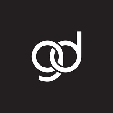 Initial lowercase letter gd, overlapping circle interlock logo, white color on black background