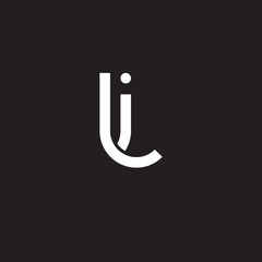Initial lowercase letter il, li, overlapping circle interlock logo, white color on black background - obrazy, fototapety, plakaty