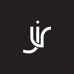 Initial lowercase letter jv, overlapping circle interlock logo, white color on black background