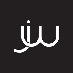 Initial lowercase letter jw, overlapping circle interlock logo, white color on black background