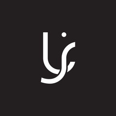 Initial lowercase letter lj, overlapping circle interlock logo, white color on black background