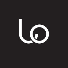 Initial lowercase letter lo, overlapping circle interlock logo, white color on black background